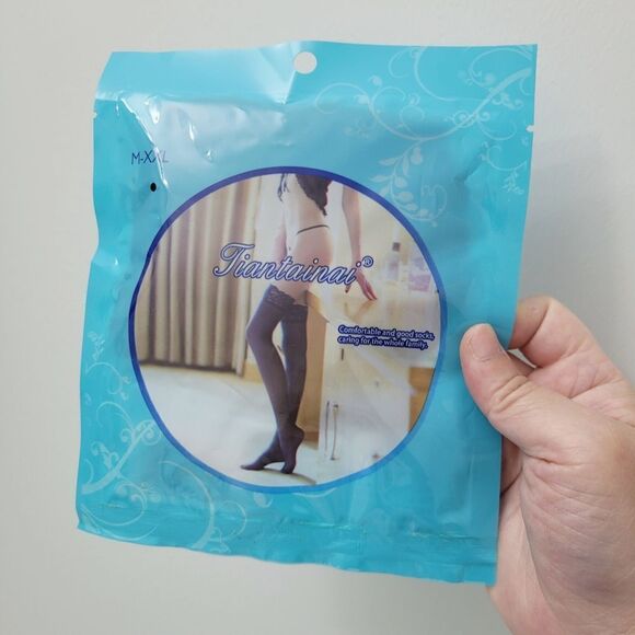 2/$20 Brand New Black Stocking Tights Socks Over Knees Lace - Picture 4 of 6